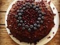 Vegan, Gluten Free Pomegranate, Blueberry and Chocolate Ganache cake